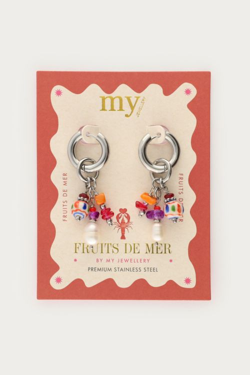 Mer hoop earring with multicoloured beads | My Jewellery