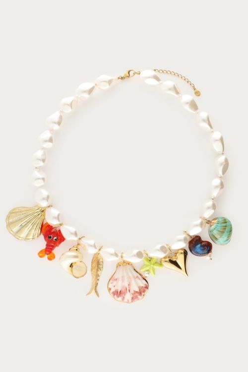 Mer imitatieparel ketting met multikleur bedels