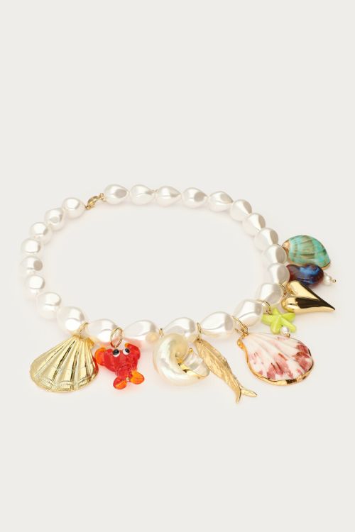 Mer faux pearl necklace with multicolour charms | My Jewellery