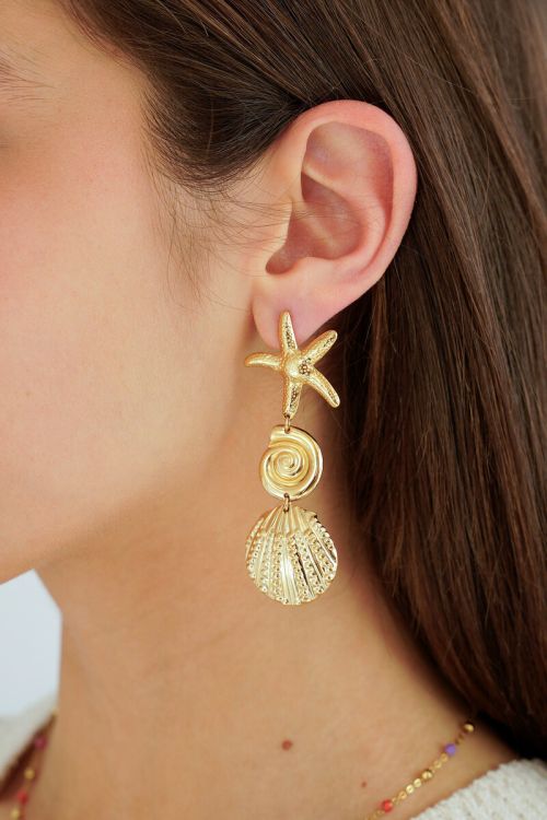 Mer statement oorhangers met drie schelpen