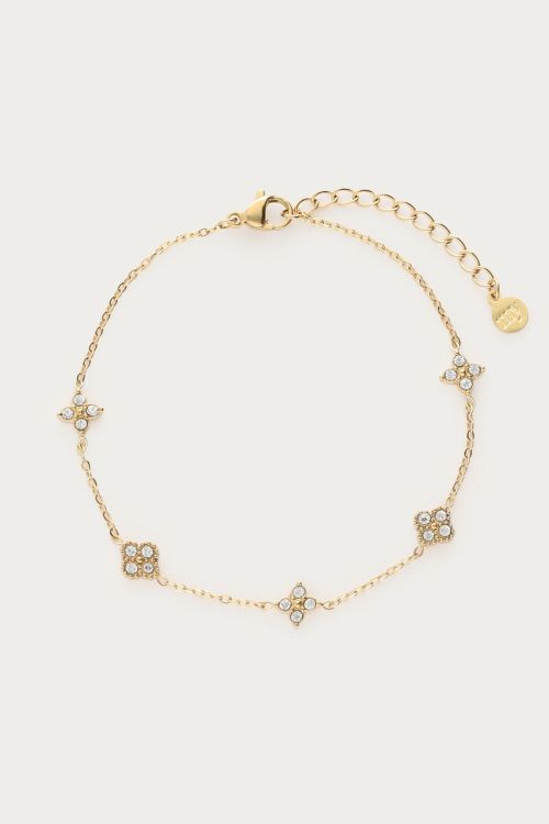 Bracelet Midnight avec cinq trèfles en strass