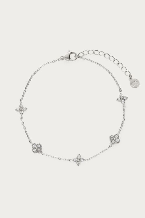 Midnight bracelet with five rhinestone clovers | My Jewellery