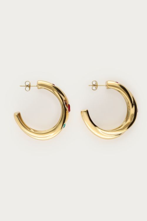 Midnight double hoop earrings with coloured rhinestones | My Jewellery