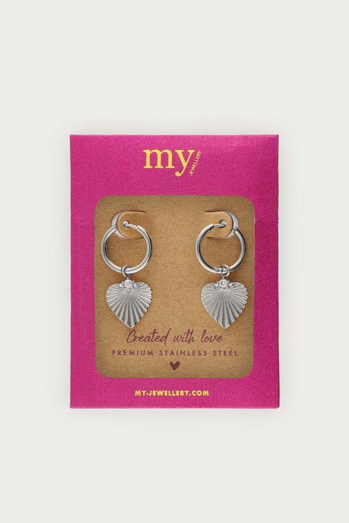 Midnight hoop earrings striped heart | My Jewellery