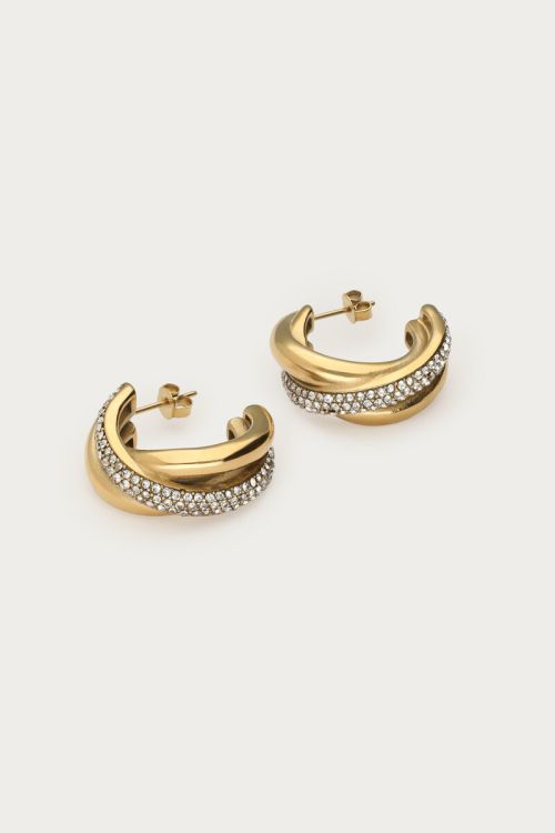 Midnight hoop earrings twisted with rhinestones | My Jewellery