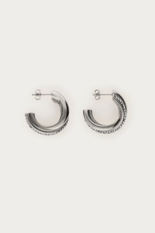 Midnight oorringen twisted met strass