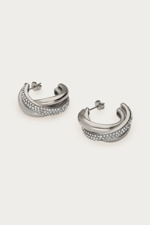 Midnight hoop earrings twisted with rhinestones | My Jewellery