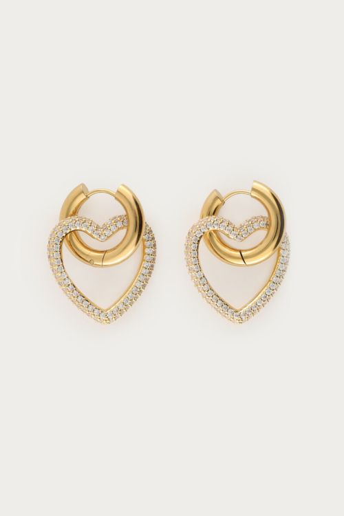 Boucles d’oreilles Midnight avec cœur et strass 