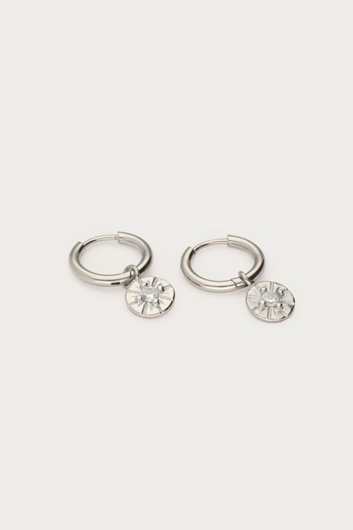 Midnight mini hoop earrings circle with rhinestone | My Jewellery