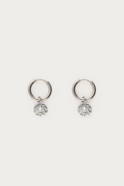 Midnight mini hoop earrings circle with rhinestone | My Jewellery