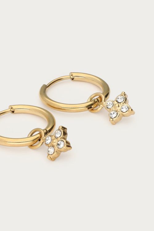 Midnight mini hoop earrings with pointed clover | My Jewellery