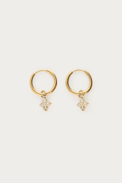 Midnight mini hoop earrings with pointed clover | My Jewellery