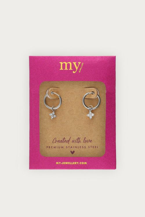 Midnight mini hoop earrings with pointed clover | My Jewellery