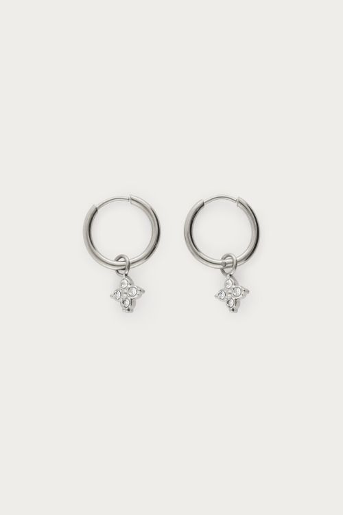 Midnight mini hoop earrings with pointed clover | My Jewellery