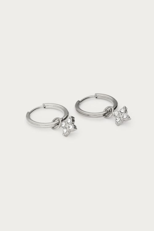 Midnight mini hoop earrings with pointed clover | My Jewellery