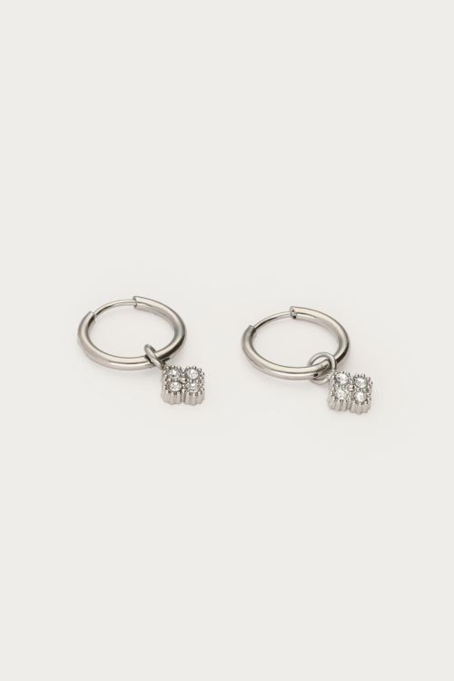 Midnight mini hoop earrings with round clover | My Jewellery