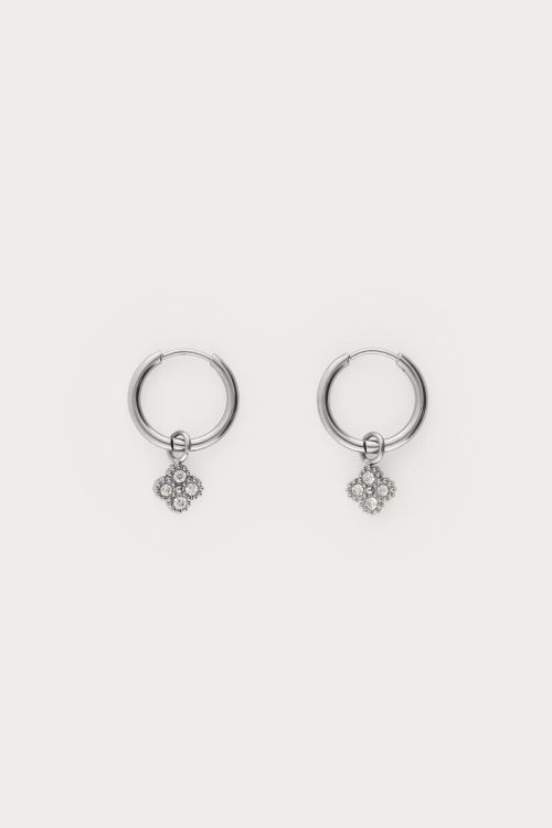 Midnight mini hoop earrings with round clover | My Jewellery