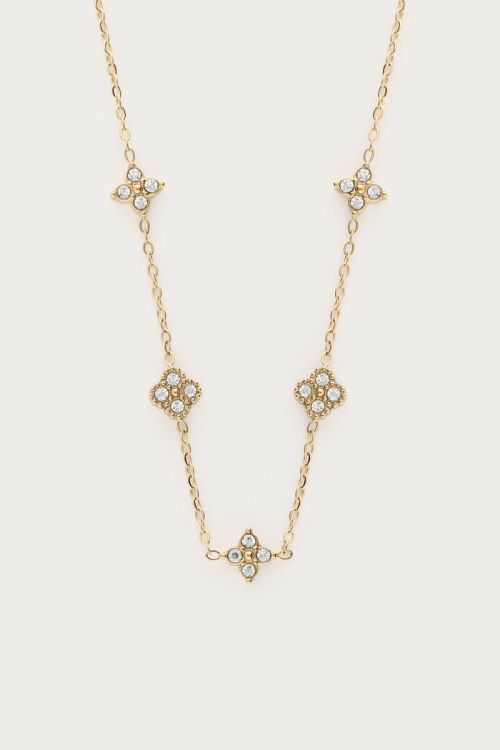 Midnight ketting met vijf strass klavers