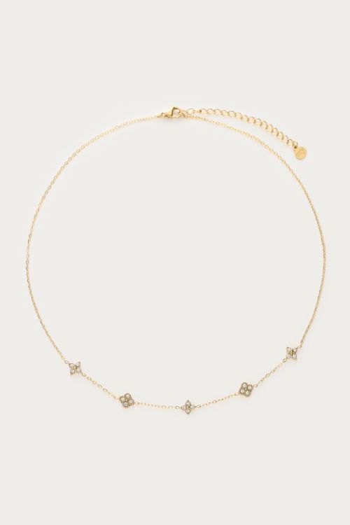 Midnight ketting met vijf strass klavers