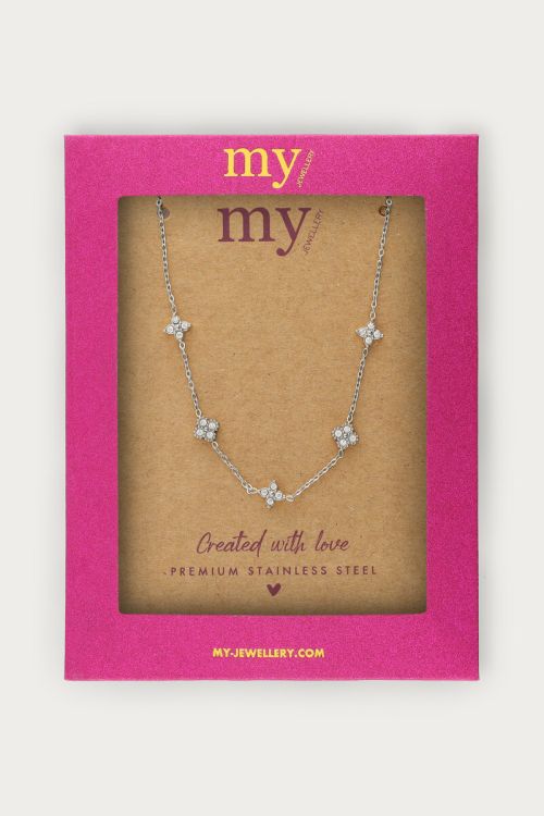 Midnight necklace with five rhinestone clovers | My Jewellery