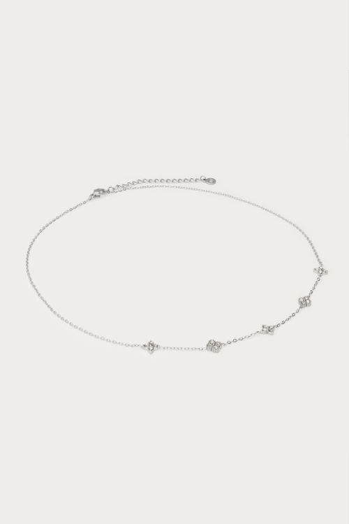 Midnight necklace with five rhinestone clovers | My Jewellery