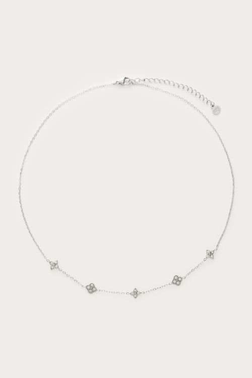 Midnight necklace with five rhinestone clovers | My Jewellery