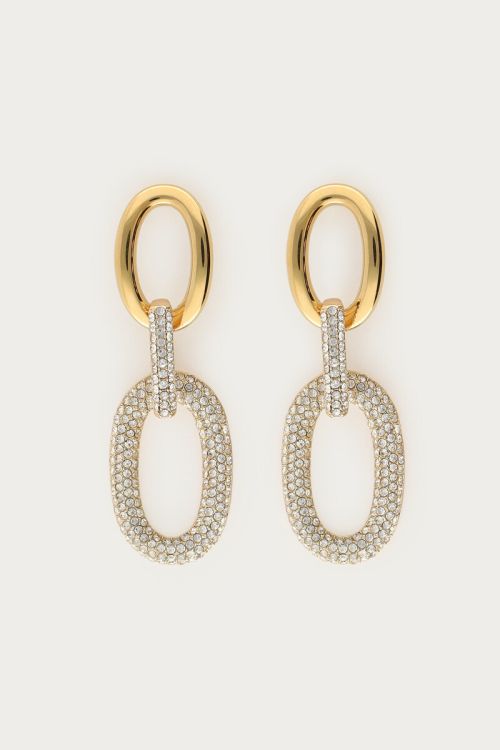 Boucles d’oreilles ovales pendantes Midnight avec strass