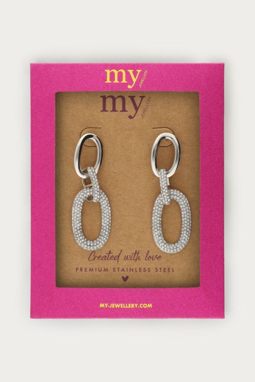 Midnight oval earrings with rhinestones | My Jewellery