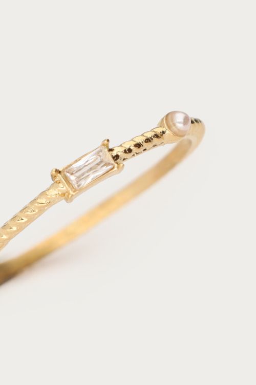 Midnight ring with rhinestone and faux pearl | My Jewellery