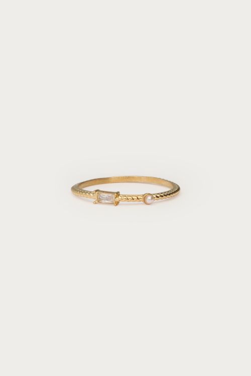 Midnight ring met strass en imitatieparel