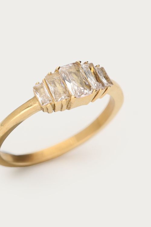 Midnight ring met vierkante strass