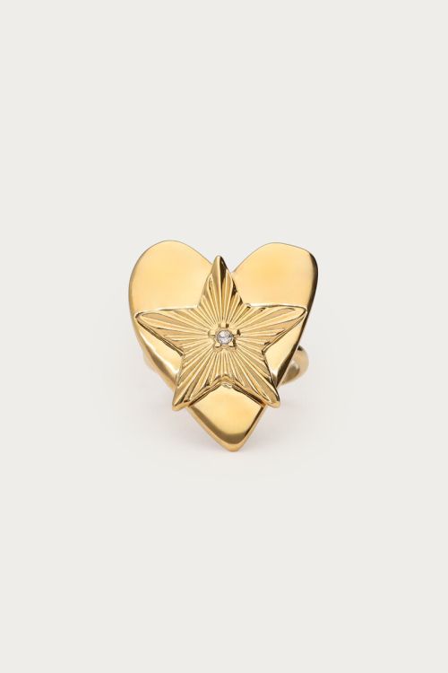 Midnight statement ring hartjes ster