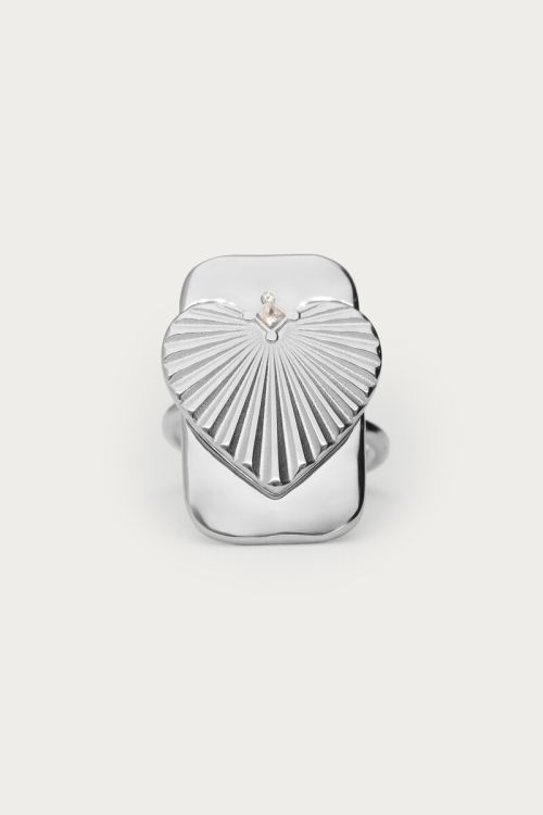Midnight statement ring striped heart | My Jewellery