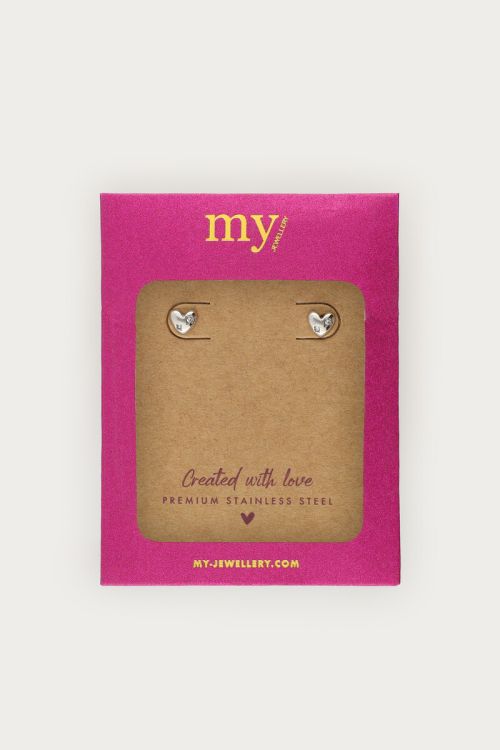 Midnight studs heart with rhinestones | My Jewellery