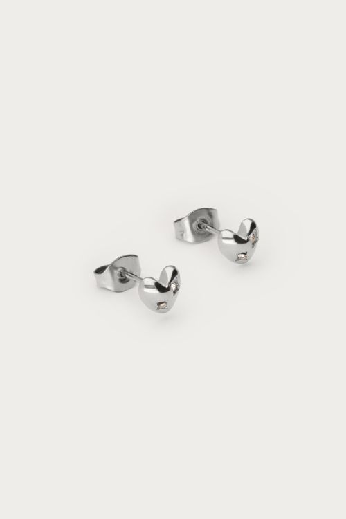Midnight studs heart with rhinestones | My Jewellery