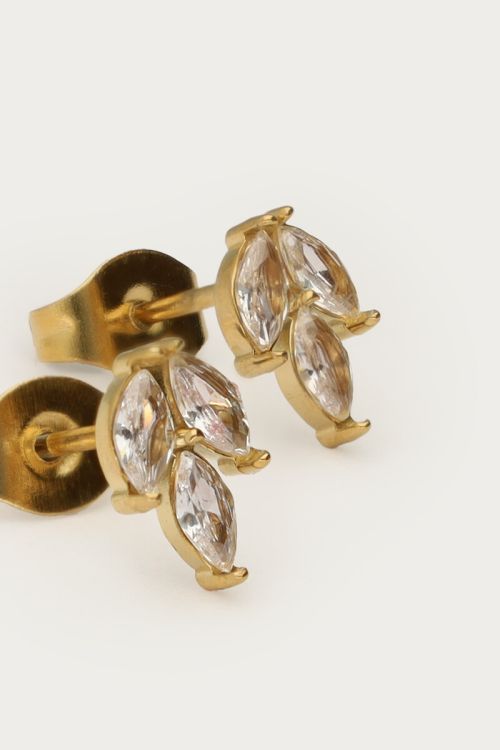 Midnight studs leaf with rhinestones | My Jewellery