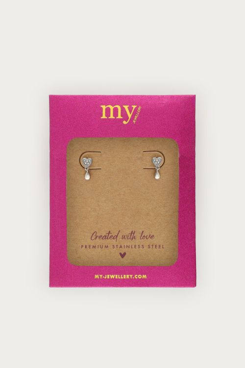 Midnight studs with heart and drop | My Jewellery