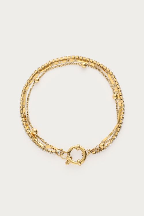 Midnight driedubbele armband met strass