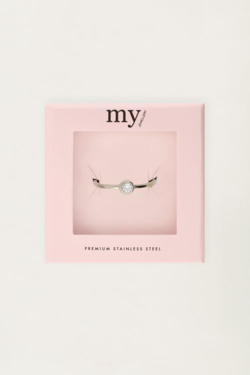 Minimalist basic ring with round rhinestones | My Jewellery