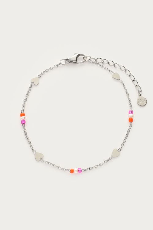 Minimalist bracelet with hearts & beads | My Jewellery