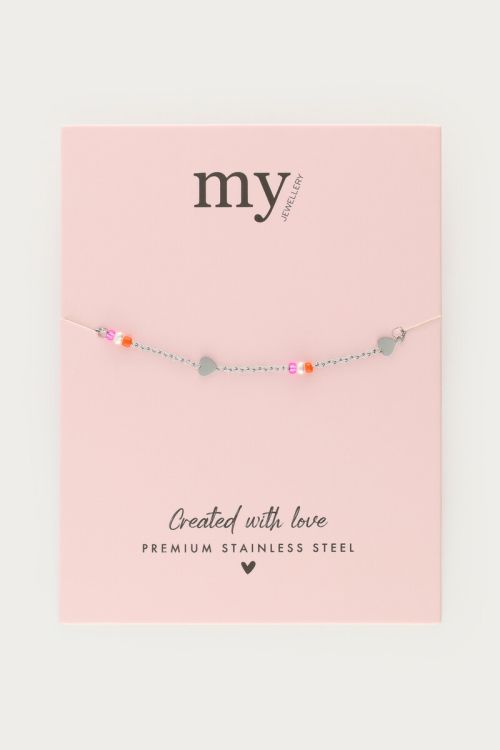 Minimalist bracelet with hearts & beads | My Jewellery