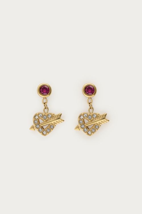 Minimalist drop earrings heart with bow and arrow | My Jewellery
