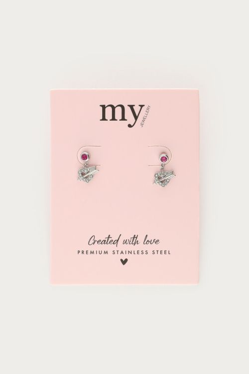 Minimalist drop earrings heart with bow and arrow | My Jewellery