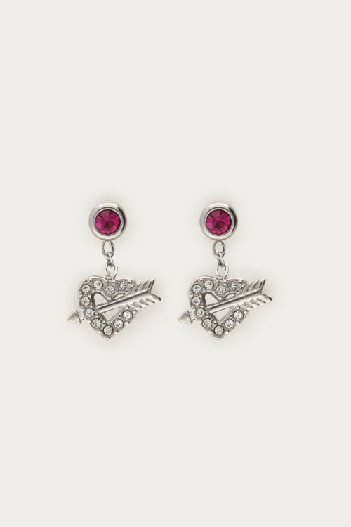 Minimalist drop earrings heart with bow and arrow | My Jewellery