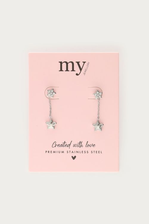 Minimalist drop earrings with double star | My Jewellery