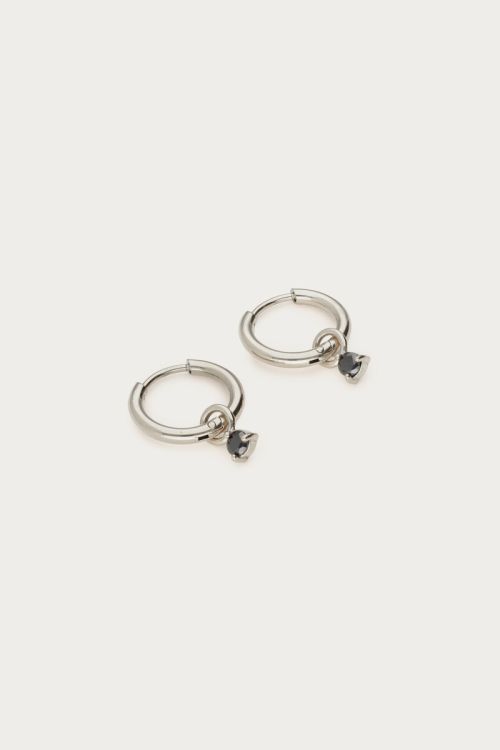 Minimalist hoop earrings with black rhinestone | My Jewellery