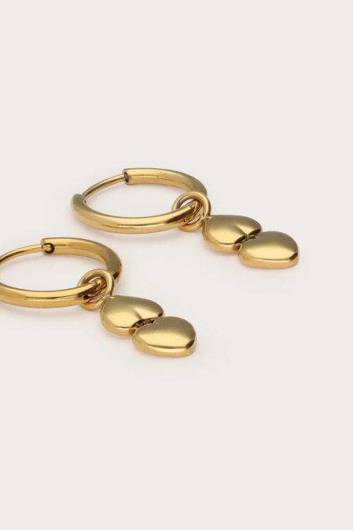 Minimalist hoop earrings with double hearts | My Jewellery