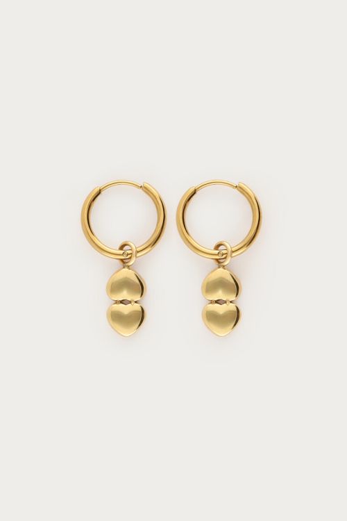 Minimalist hoop earrings with double hearts | My Jewellery