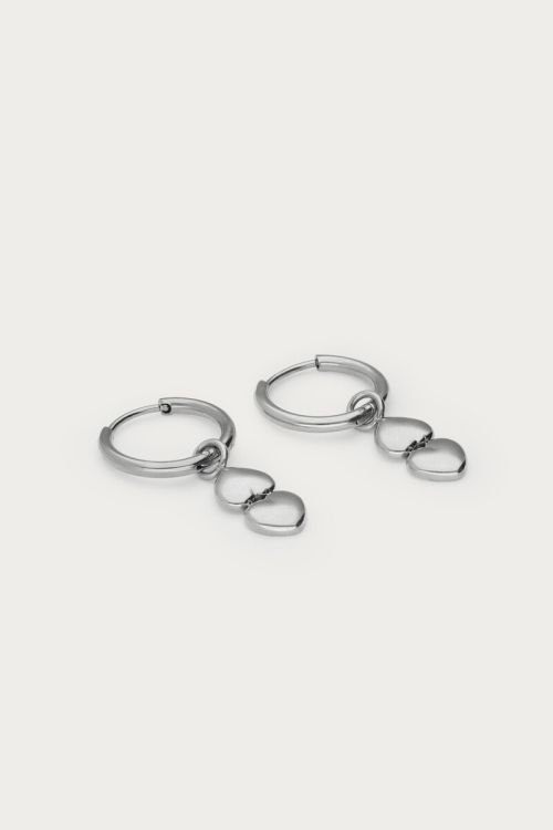 Minimalist hoop earrings with double hearts | My Jewellery