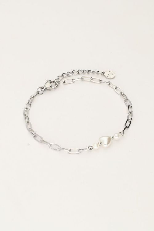 Minimalist link bracelet with pearl heart | My Jewellery